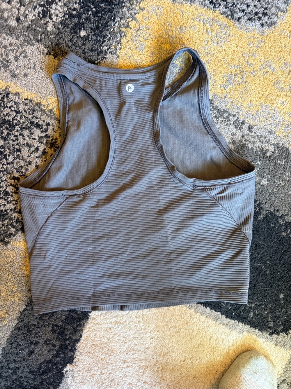 Amazon Women's Gray Ribbed Racerback Crop Tank - Picture 2 of 2